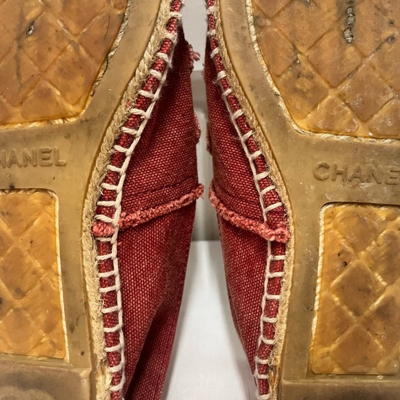 Chanel CC Logo Canvas Woman Espadrille Slip Shoes Size 7 - Picture 9 of 11